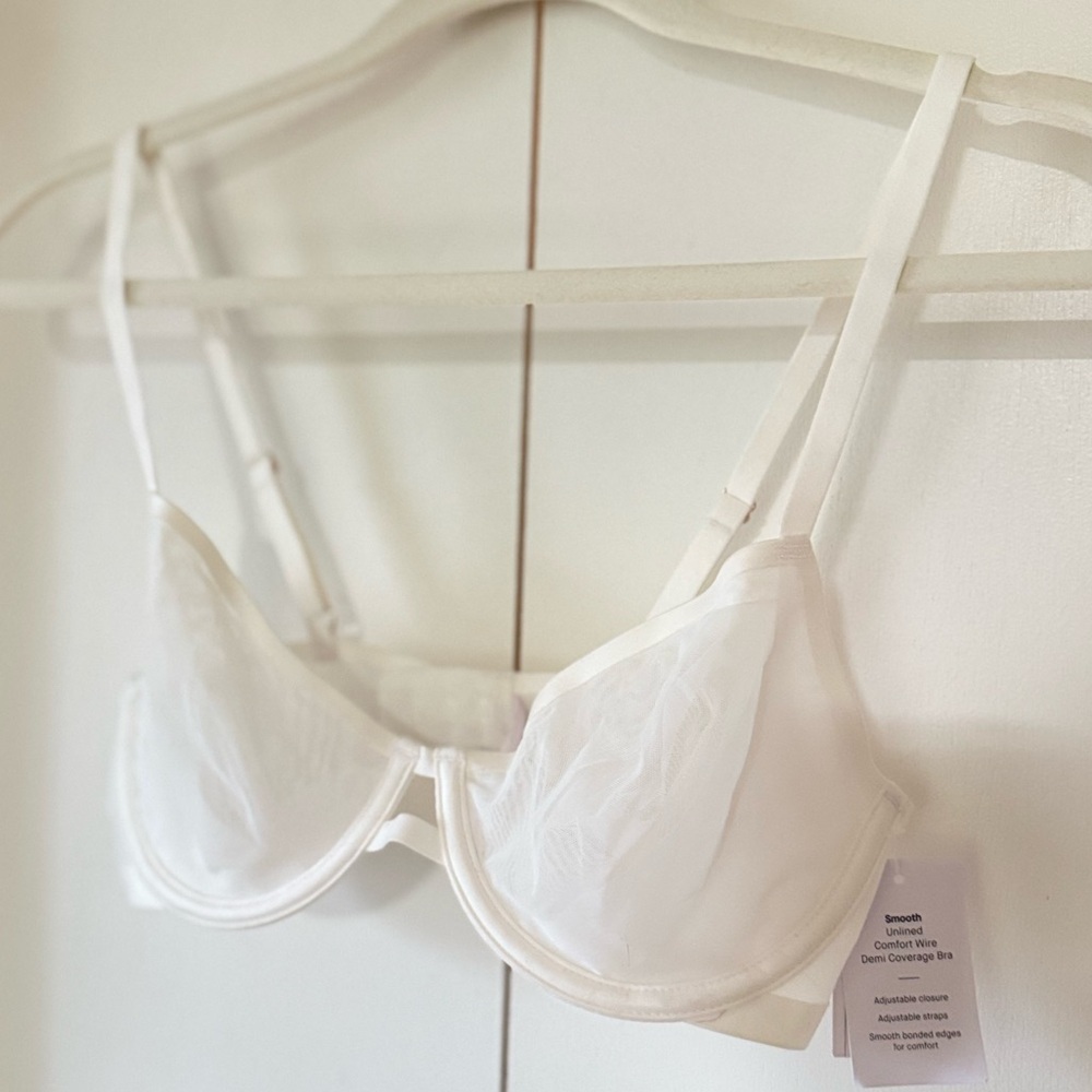 NWT Auden Sheer Mesh Unlined Demi Underwire Bra in White Size 32C - Picture 4 of 10